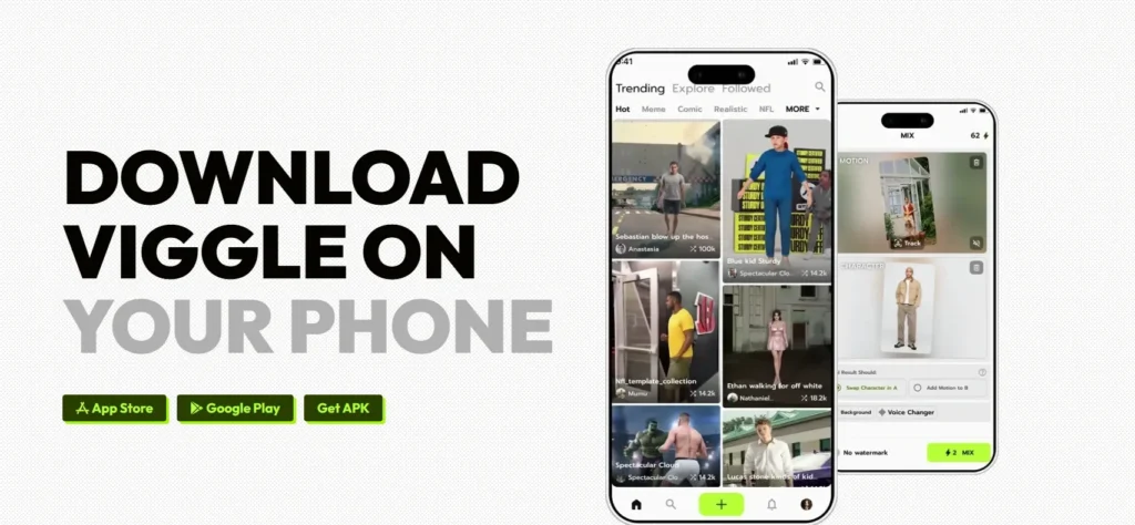 Screenshot of the Viggle AI dashboard showing the photo-to-video generation interface in 2026.
