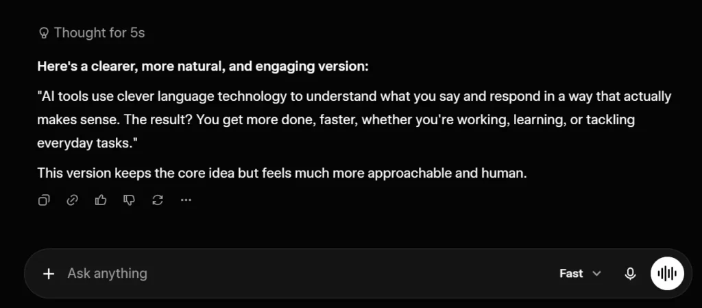 Grok rewriting a technical AI paragraph into shorter more readable language