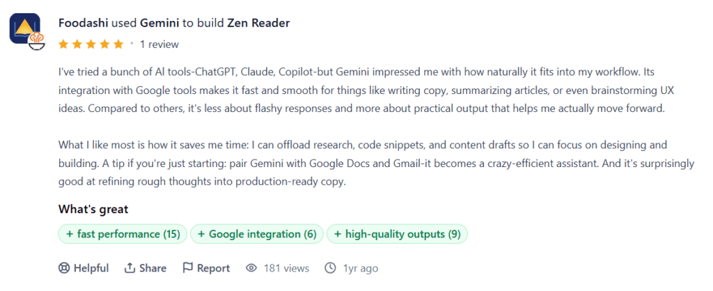 Gemini AI Review Product hunt